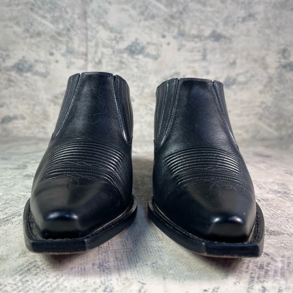 CHARLIE 1 HORSE Brazilian  Western Black Leather Ankle Boot Mules Size 6 - Picture 3 of 14